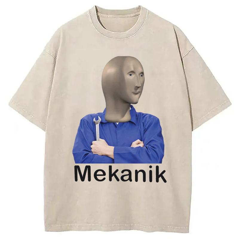 Modecanvas MEKANIK at Your Service DTG Printing Washed T-Shirt