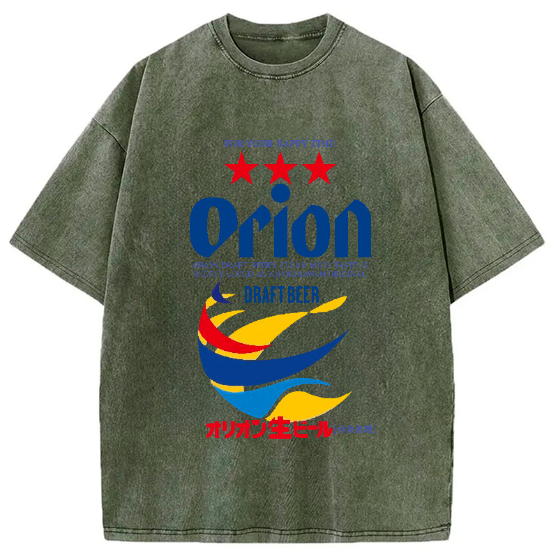 Modecanvas Orion Beer Vintage Japanese Washed T-Shirt-modecanvas