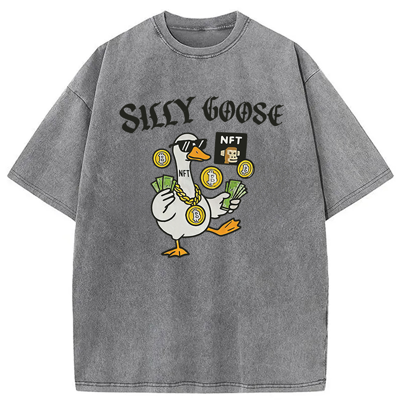 Modecanvas Silly Goose Crypto Bro NFT DTG Printing Washed T-Shirt