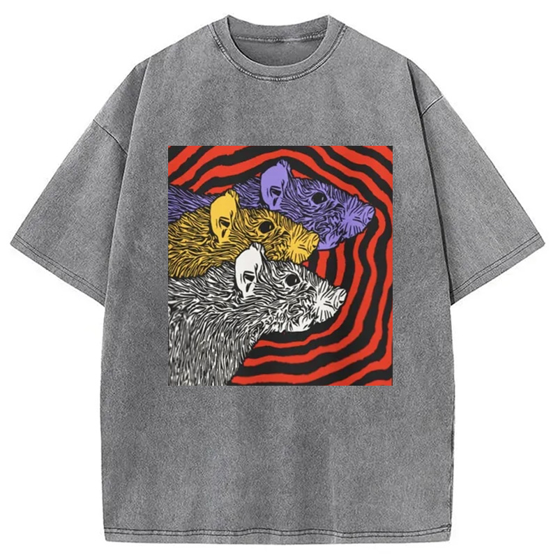 Modecanvas Psychedelic Rat Washed T-Shirt