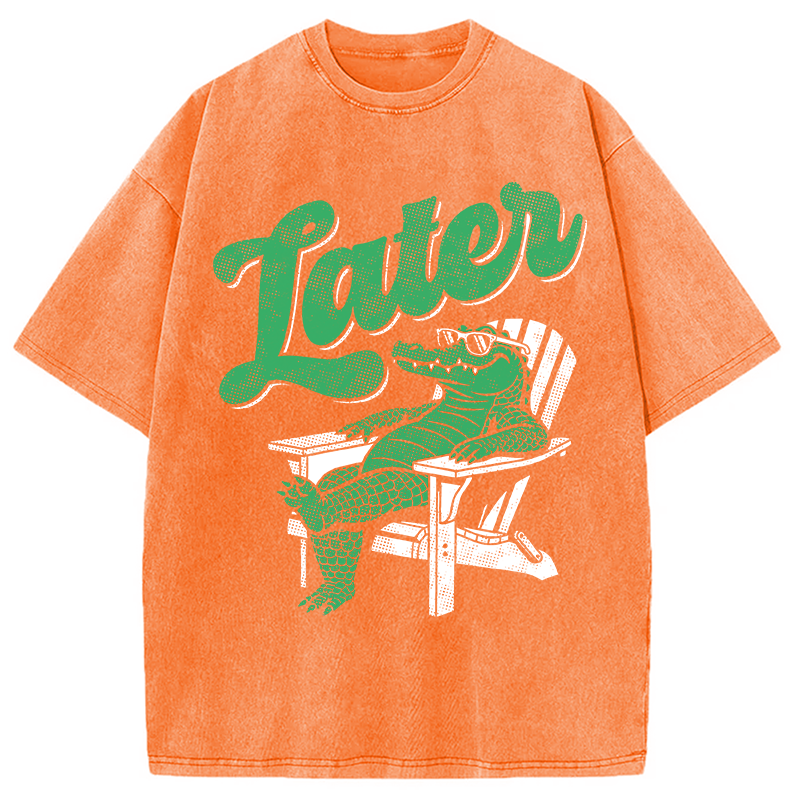 Modecanvas Funny Later Gator DTG Printing Washed T-Shirt