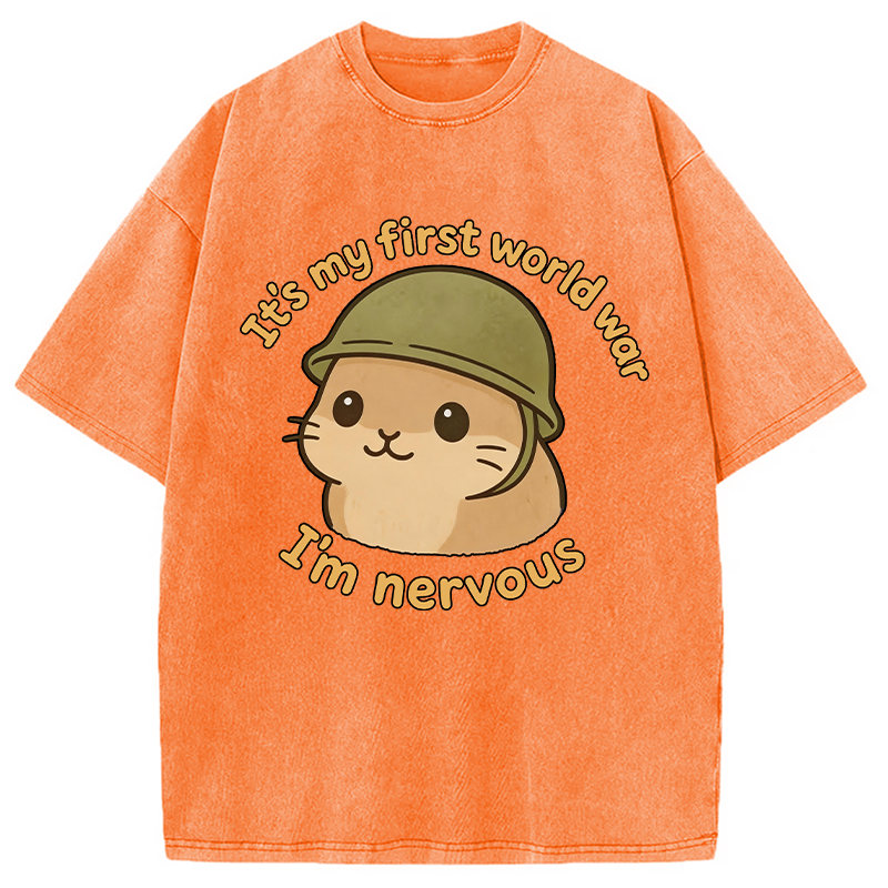 Modecanvas Nervous Hamster Meme DTG Printing Washed T-Shirt