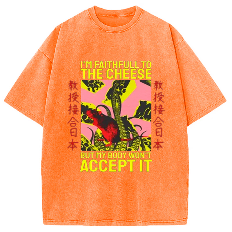 Modecanvas Lactose Intolerant Funny Rat Washed T-Shirt