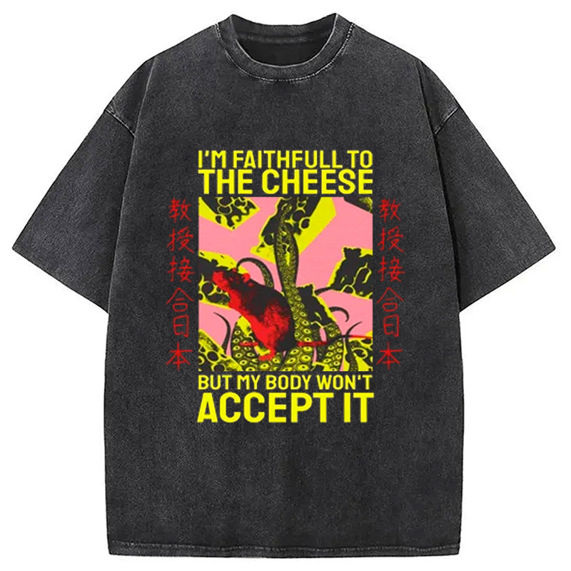 Modecanvas Lactose Intolerant Funny Rat Washed T-Shirt