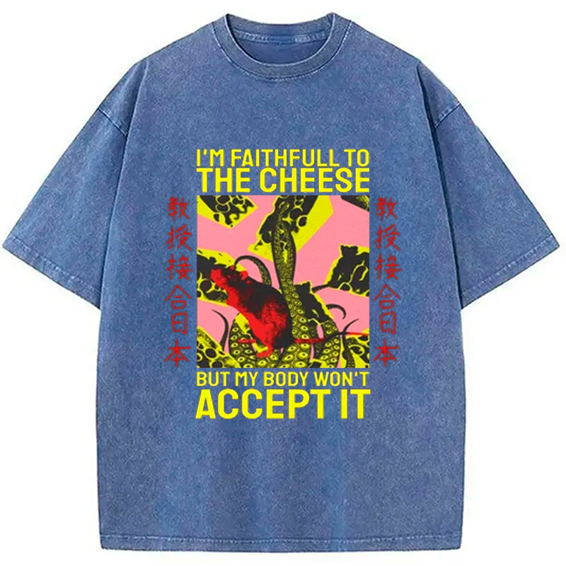Modecanvas Lactose Intolerant Funny Rat Washed T-Shirt