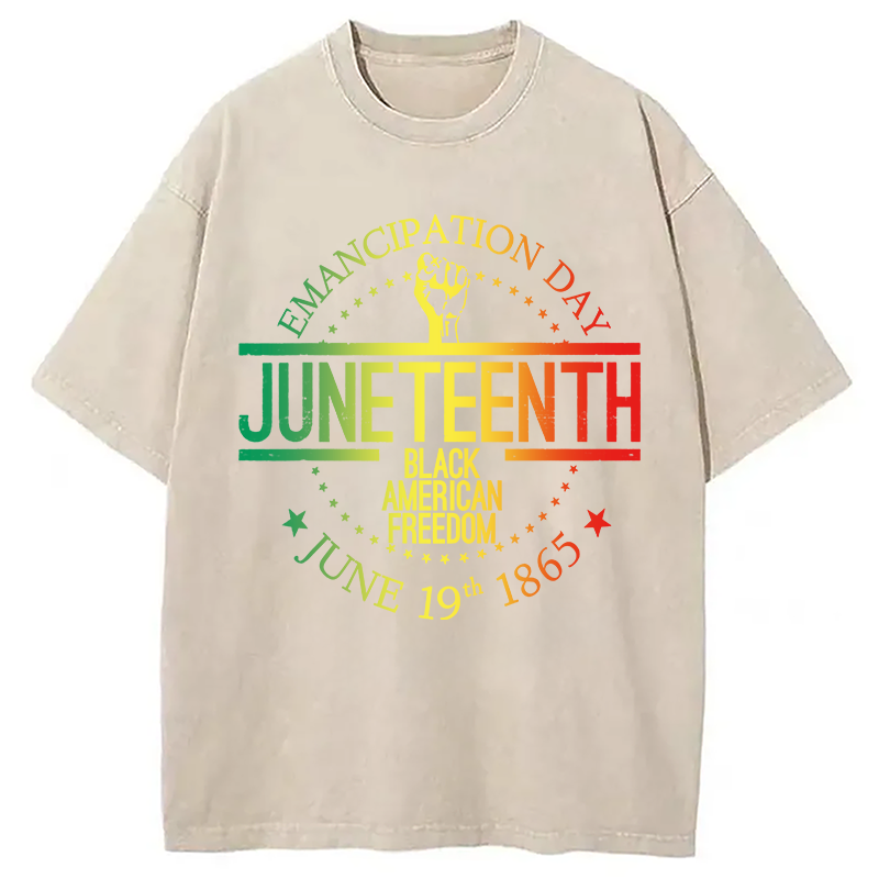 Modecanvas Juneteenth Independence Day DTG Printing Washed T-Shirt