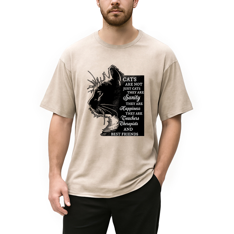 Modecanvas Cat Best Friend DTG Printing Washed T-Shirt