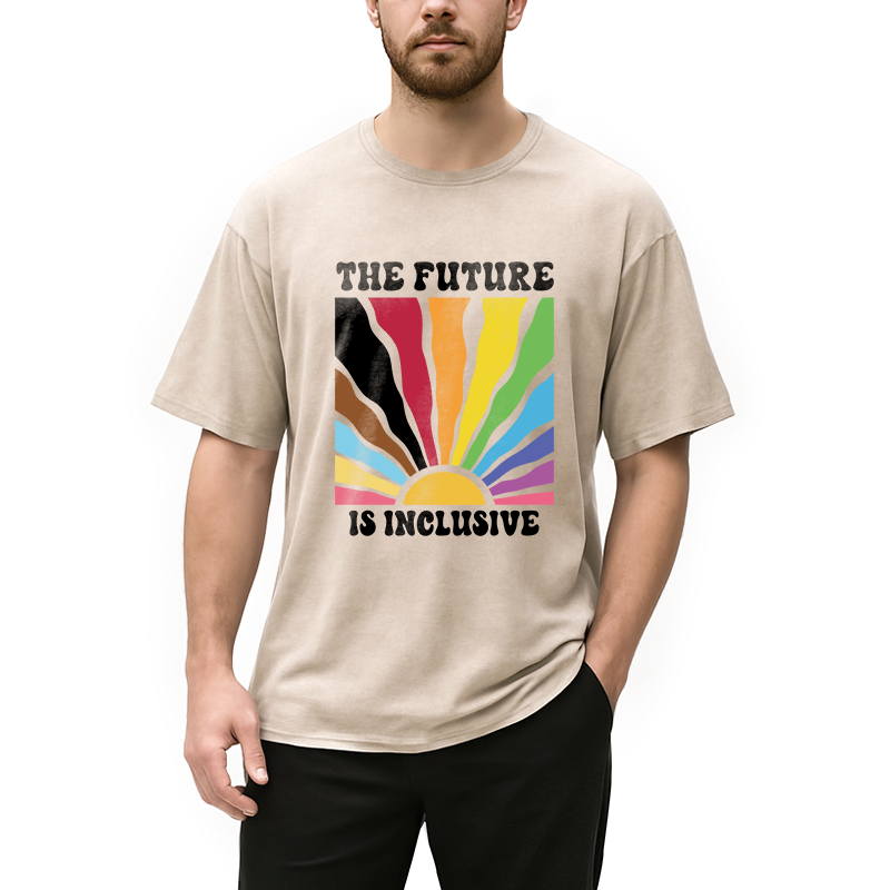 Modecanvas Pride Future Is Inclusive DTG Printing Washed T-Shirt
