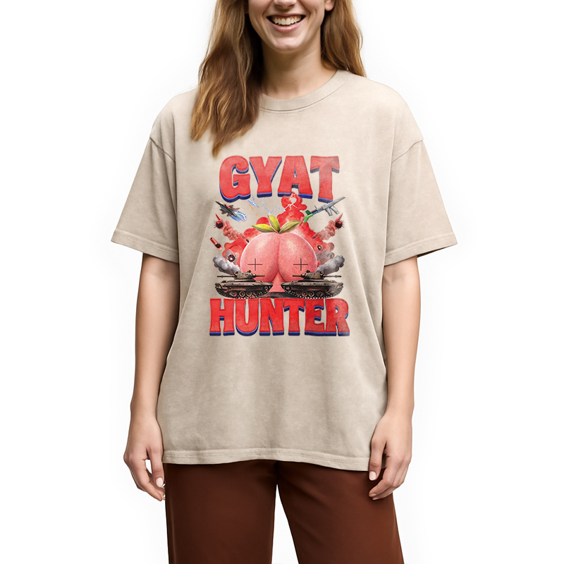 Modecanvas Gyat Hunter DTG Printing Washed T-Shirt