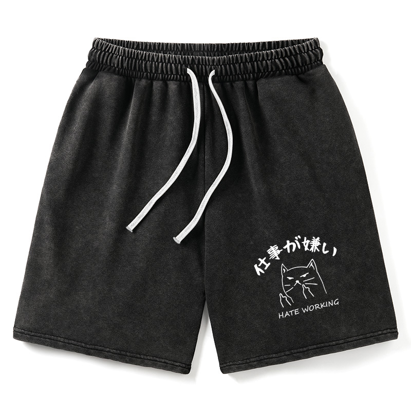 Modecanvas A Cat That Hates Work Washed Shorts