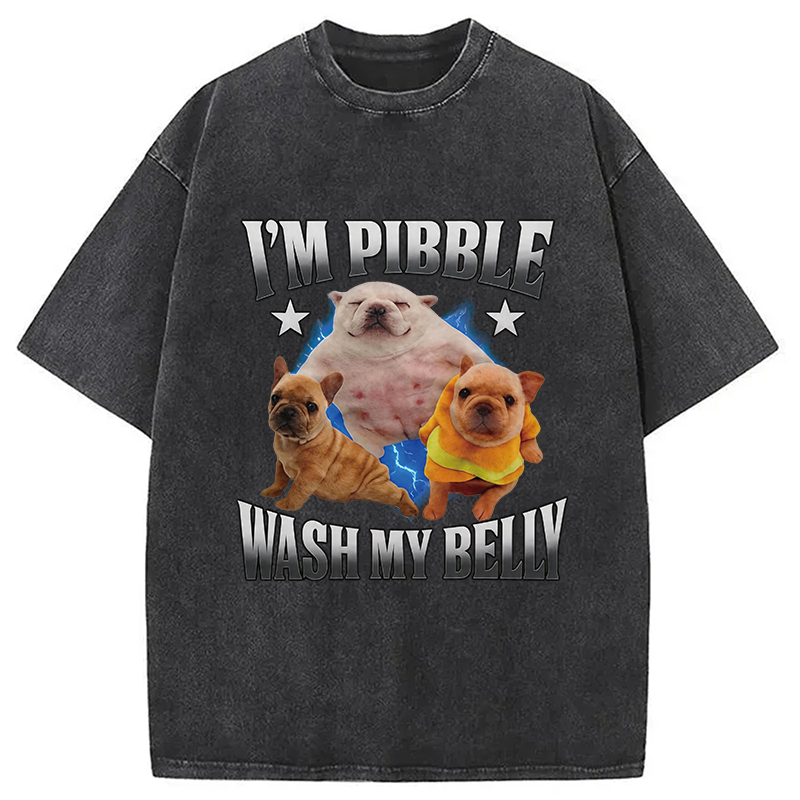 Modecanvas Im Pibble Wash My Belly Funny Dog DTG Printing Washed T-Shirt