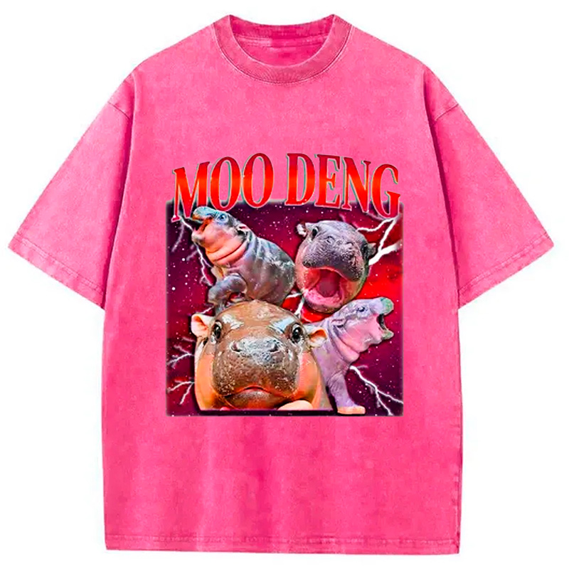Modecanvas Moo Deng With The Moon Washed T-Shirt