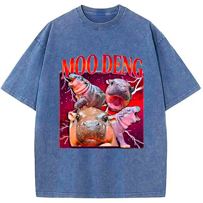 Modecanvas Moo Deng With The Moon Washed T-Shirt