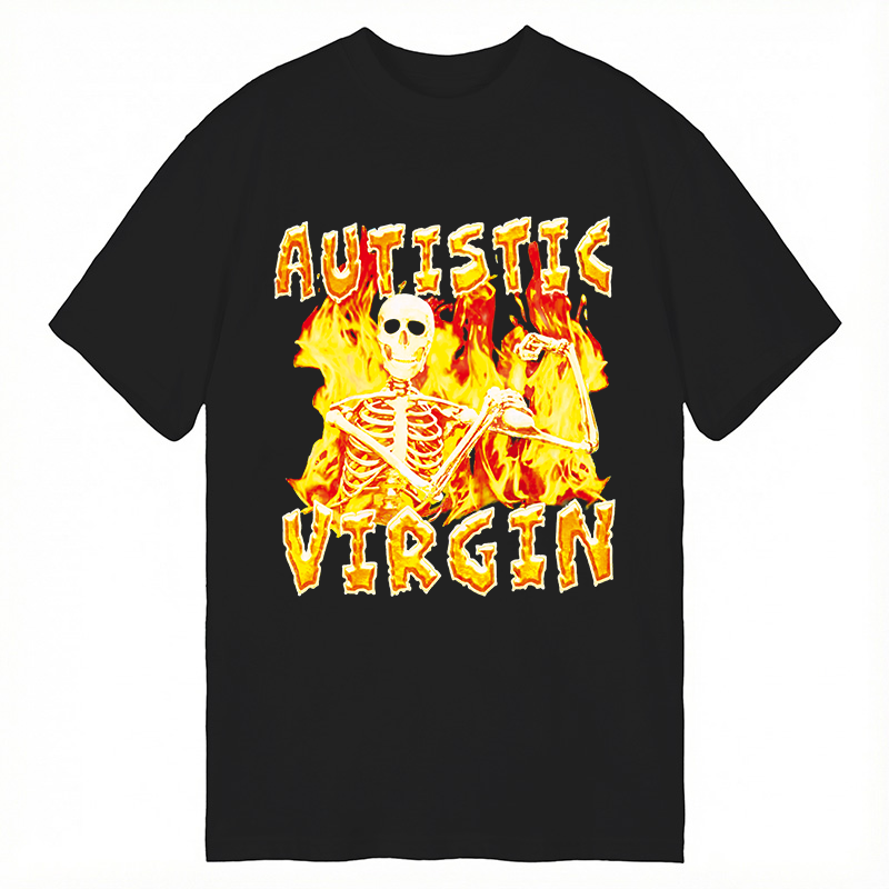 Modecanvas Autistic Virgin Funny Skeleton DTG Printing Classic T-Shirt-modecanvas