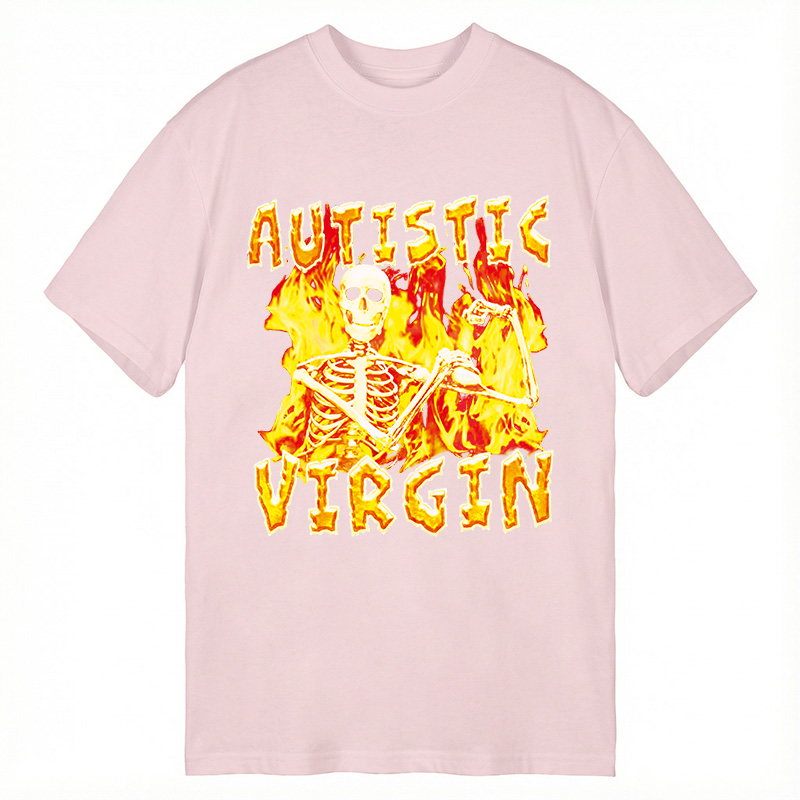 Modecanvas Autistic Virgin Funny Skeleton DTG Printing Classic T-Shirt-modecanvas