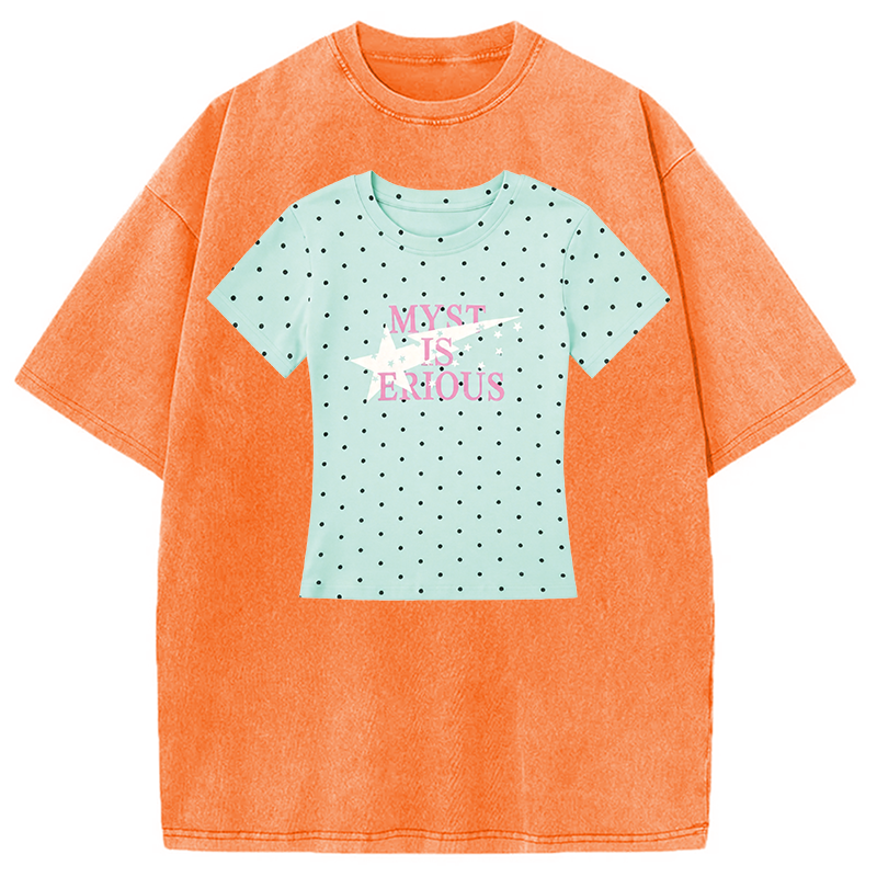 Modecanvas Mint Polka Dot Shirt Of DTG Printing Washed T-Shirt
