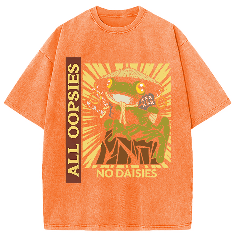 Modecanvas All Oopsies No Daisies Samurai Warrior Frog DTG Printing Washed T-Shirt