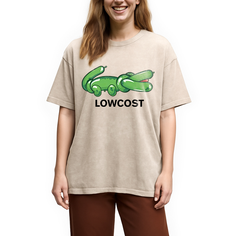Modecanvas LOWCOST Funny Crocodile DTG Printing Washed T-Shirt
