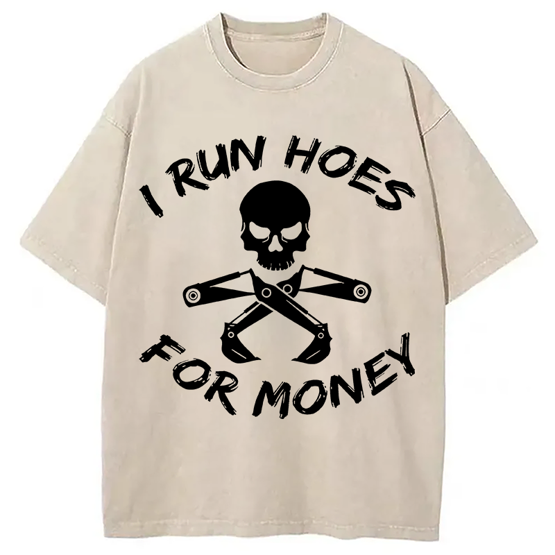 Modecanvas I Run Hoes For Money DTG Printing Washed T-Shirt
