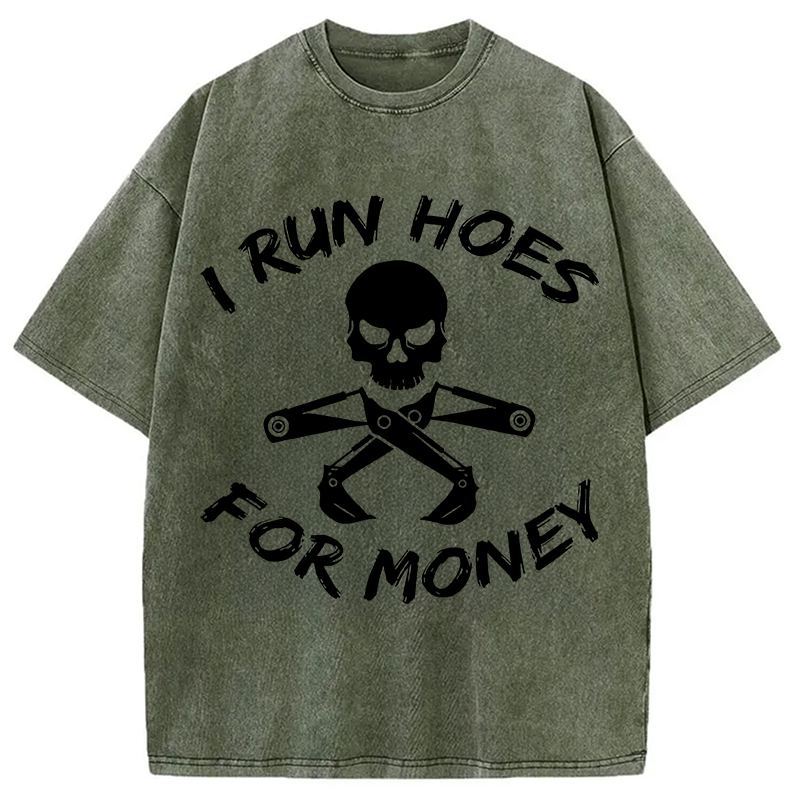 Modecanvas I Run Hoes For Money DTG Printing Washed T-Shirt
