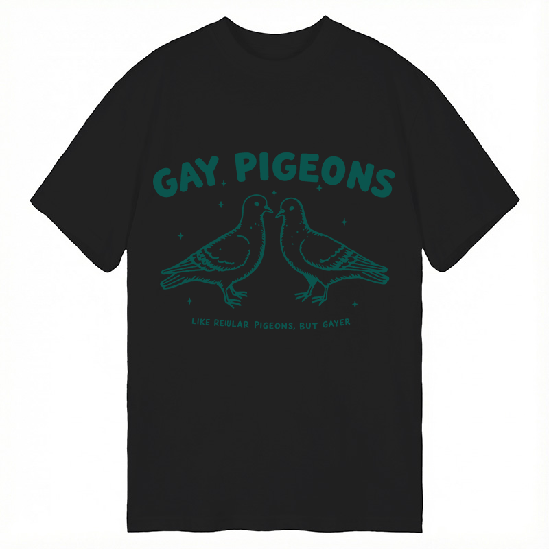 Modecanvas Gay Pigeons Funny LGBTQ Pride DTG Printing Classic T-Shirt-modecanvas