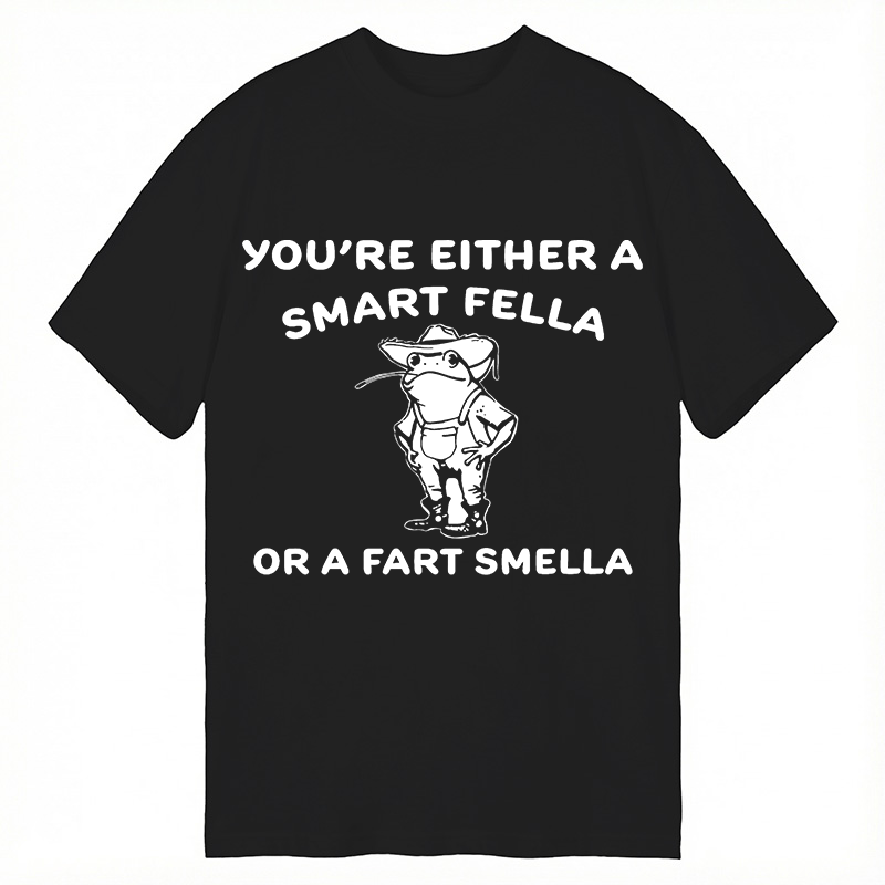 Modecanvas Are You A Smart Fella Or Fart Smella? Cowboy Frog DTG Printing Classic T-Shirt-modecanvas