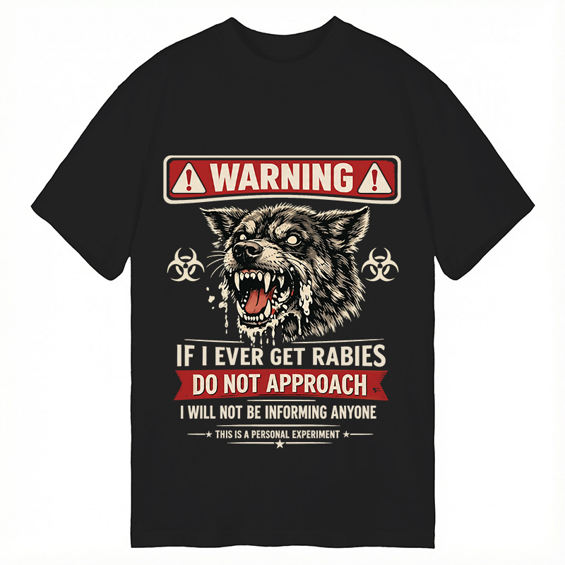 Modecanvas Rabies Warning DTG Printing Classic T-Shirt-modecanvas