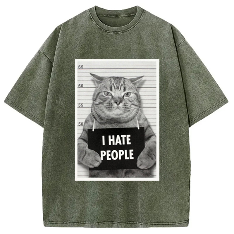 Modecanvas I Hate People Washed T-Shirt