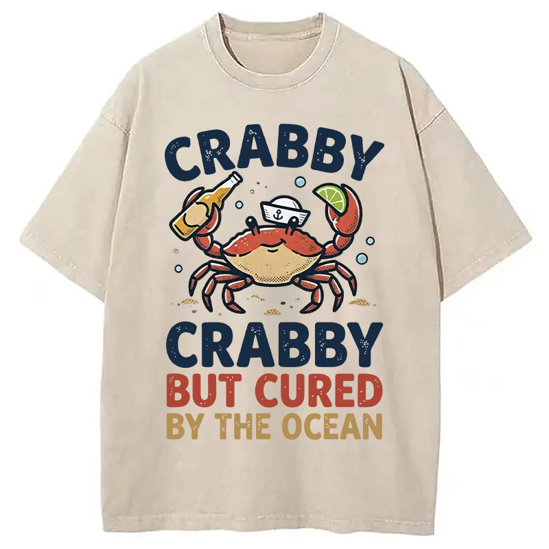 Modecanvas Crabby But Cured By The Ocean DTG Printing Washed T-Shirt
