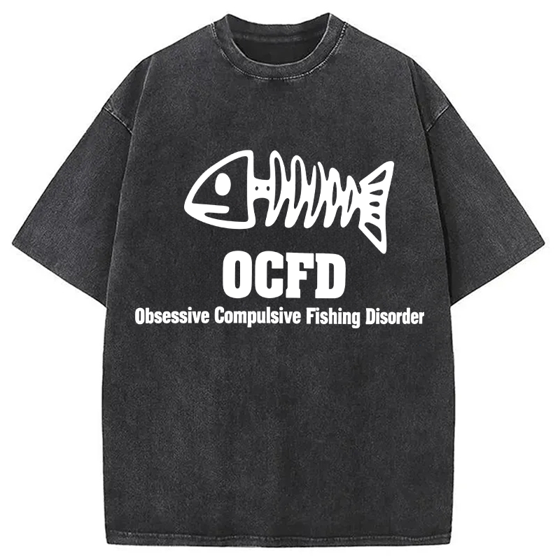 Modecanvas OCFD Funny Fishing DTG Printing Washed T-Shirt