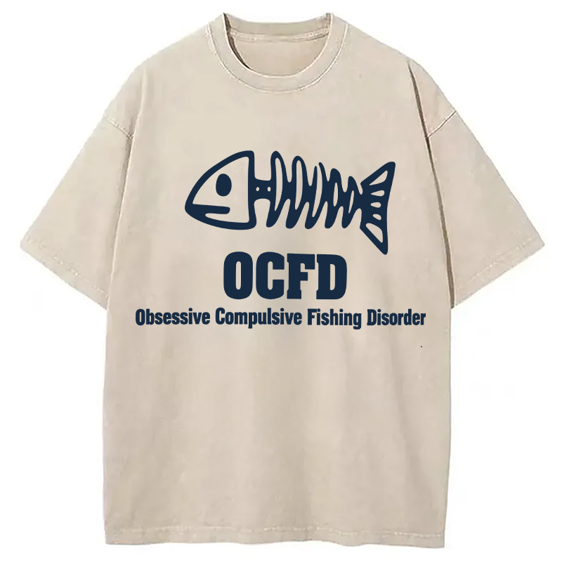Modecanvas OCFD Funny Fishing DTG Printing Washed T-Shirt