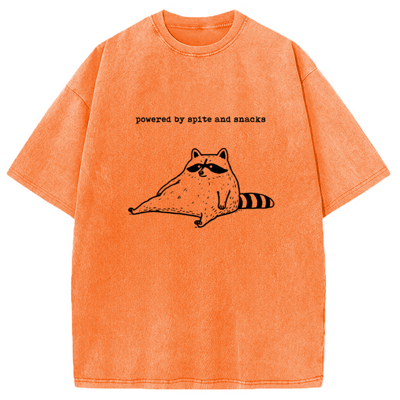 Modecanvas Powered by Spite and Snacks Funny Washed T-Shirt