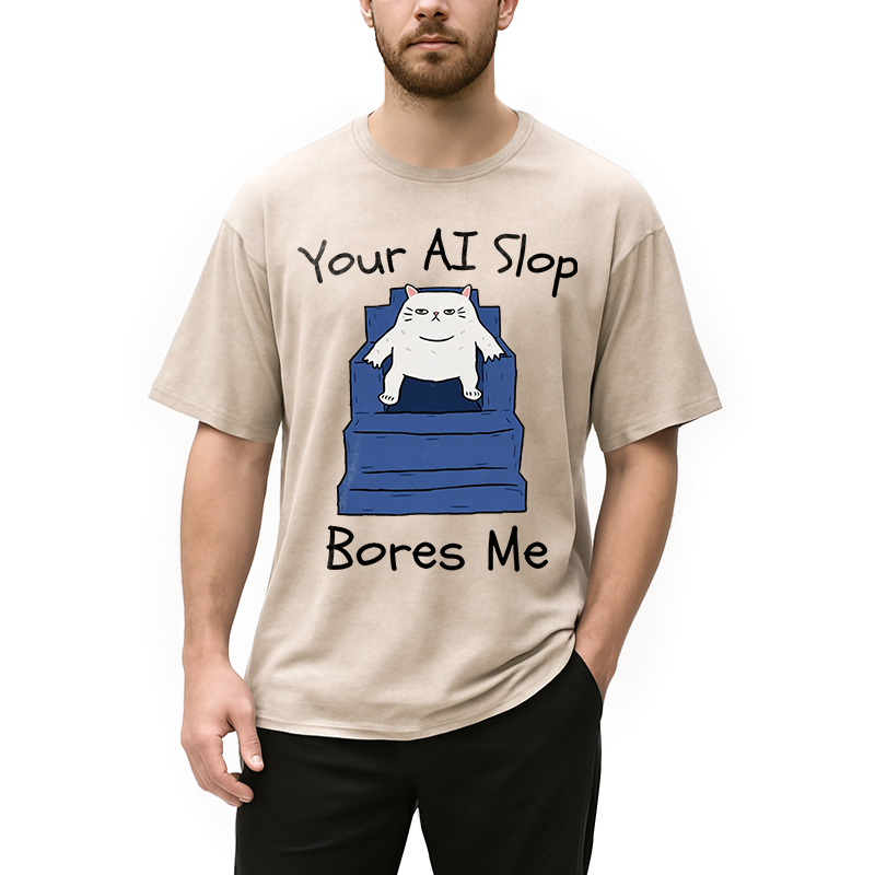 Modecanvas AI Slop Bores Me DTG Printing Washed T-Shirt