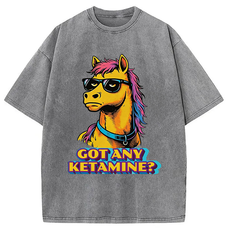 Modecanvas Got Any Ketamine Horse DTG Printing Washed T-Shirt