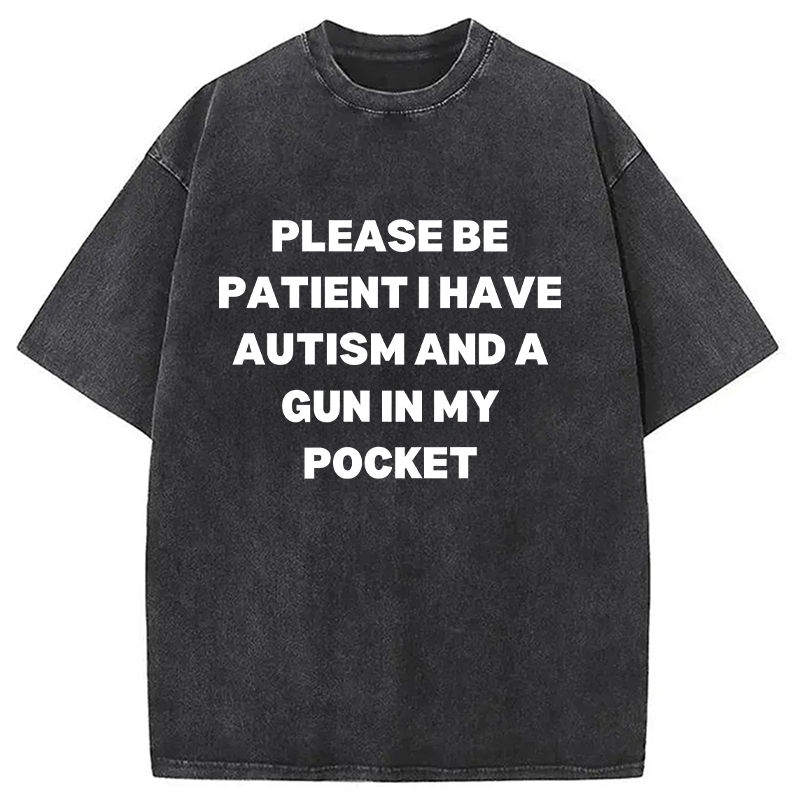 Modecanvas A Gun in My Pocket Washed T-Shirt-modecanvas