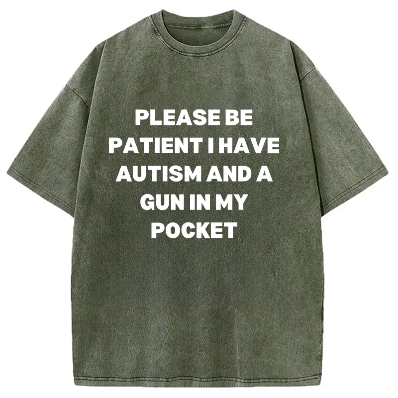 Modecanvas A Gun in My Pocket Washed T-Shirt-modecanvas