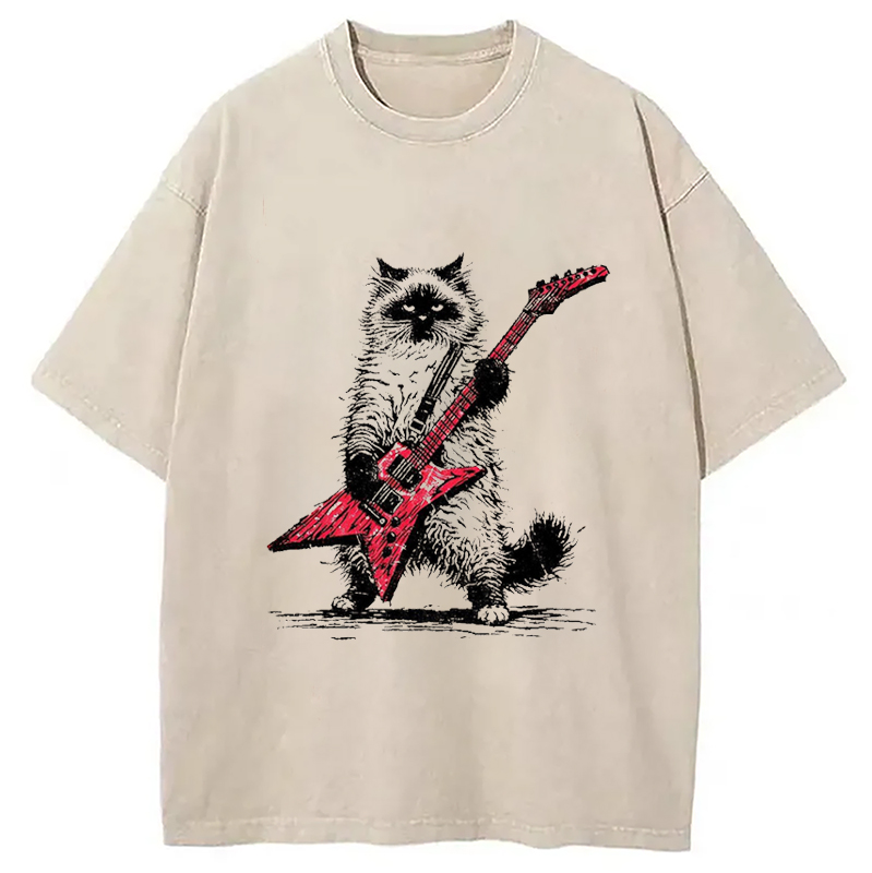 Modecanvas Raccoon Playing Guitar Washed T-Shirt