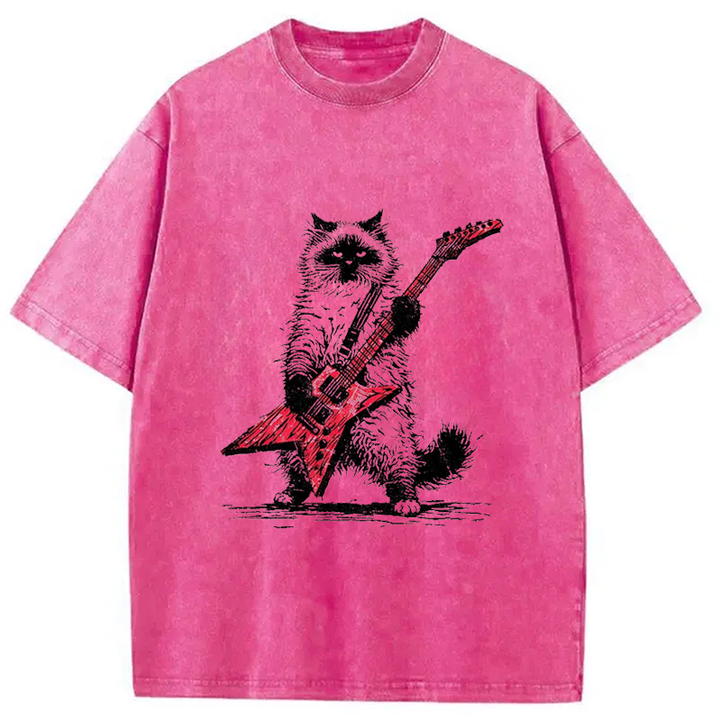 Modecanvas Raccoon Playing Guitar Washed T-Shirt