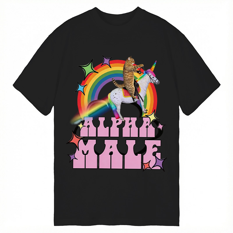 Modecanvas Alpha Male Funny Cat Meme DTG Printing Classic T-Shirt-modecanvas