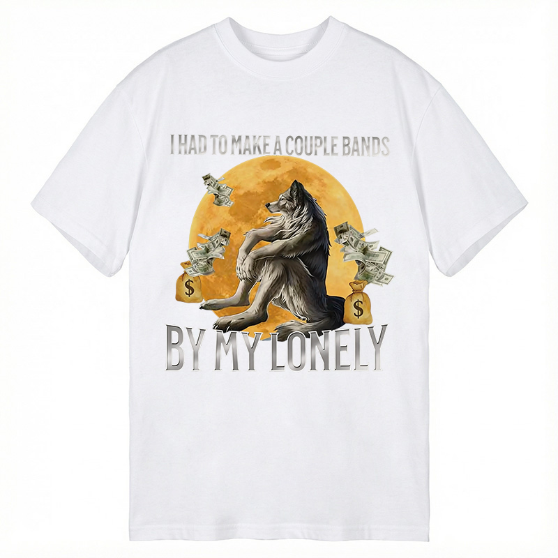 Modecanvas Lonely Alpha Wolf Meme DTG Printing Classic T-Shirt-modecanvas