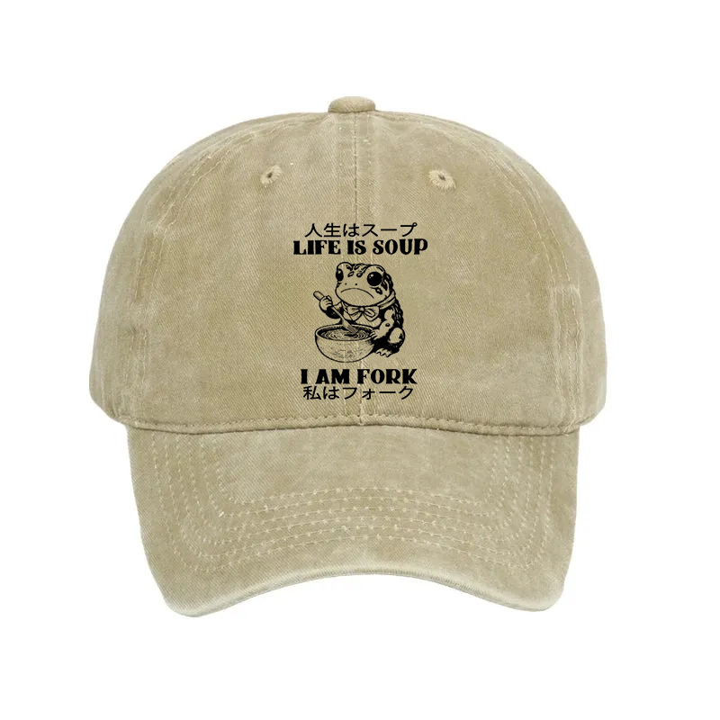 Modecanvas Life Is Soup I Am Fork Washed Cap-modecanvas