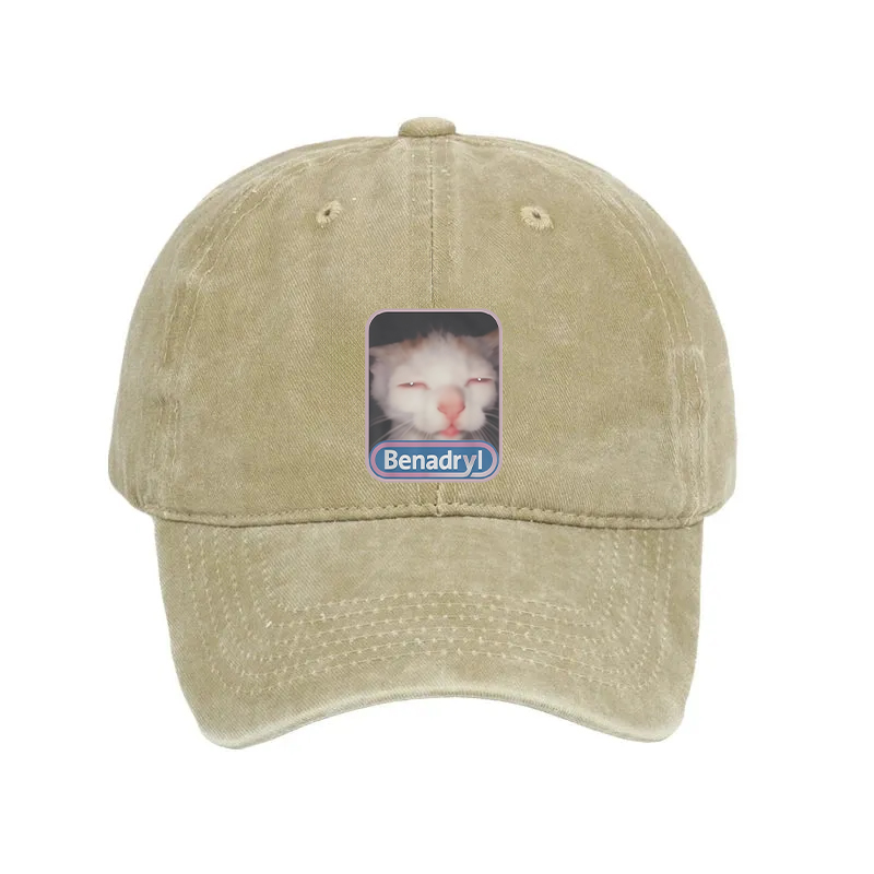 Modecanvas diphenhydramine Meme Cat Washed Cap For Sale