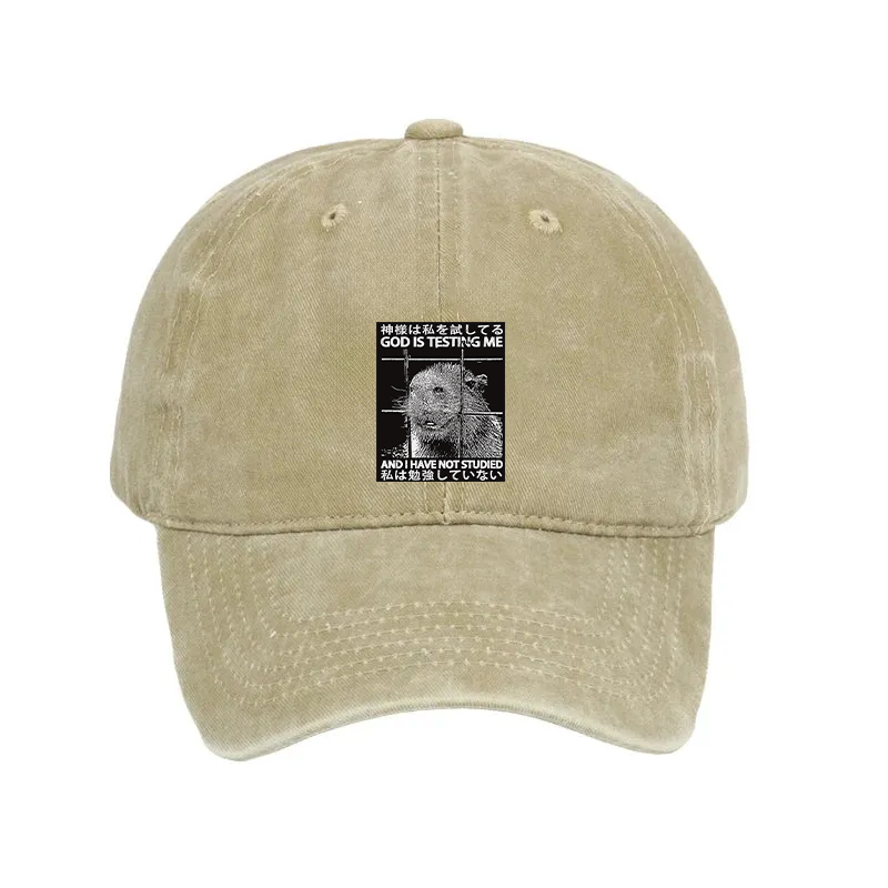 Modecanvas God Is Testing Me Washed Cap-modecanvas