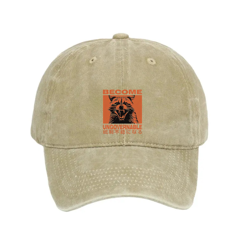 Modecanvas Ungovernable Raccoon Washed Cap-modecanvas