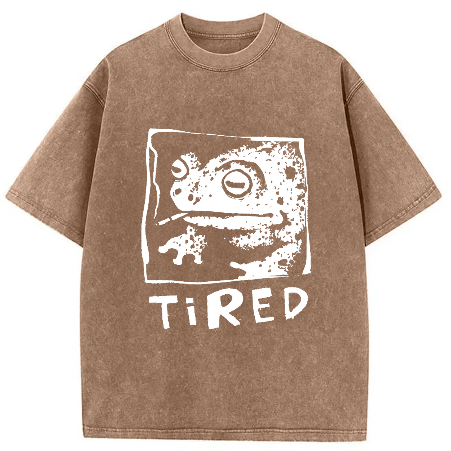 Modecanvas Tired Frog Vintage Washed T-shirt-modecanvas