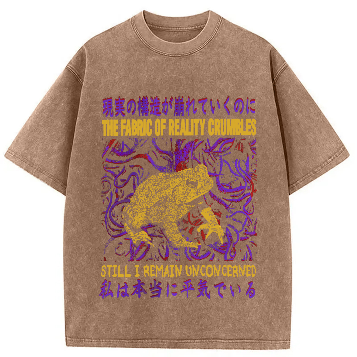 Modecanvas Fabric of Reality Crumbles Still I Remain Unconcerned DTG Printing Washed T-Shirt-modecanvas