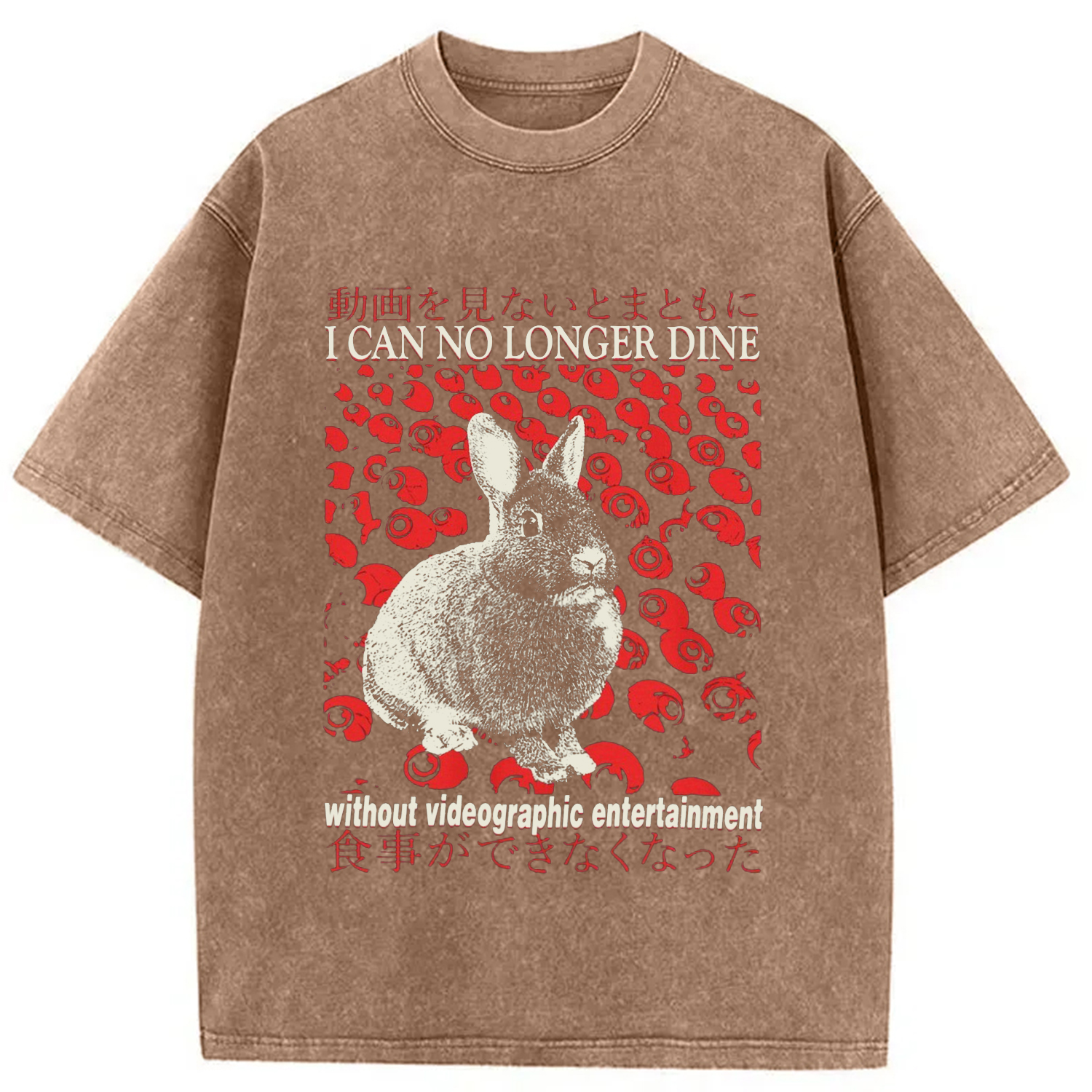 Modecanvas I Can No Longer Dine without Videographic Entertainment Washed T-Shirt-modecanvas