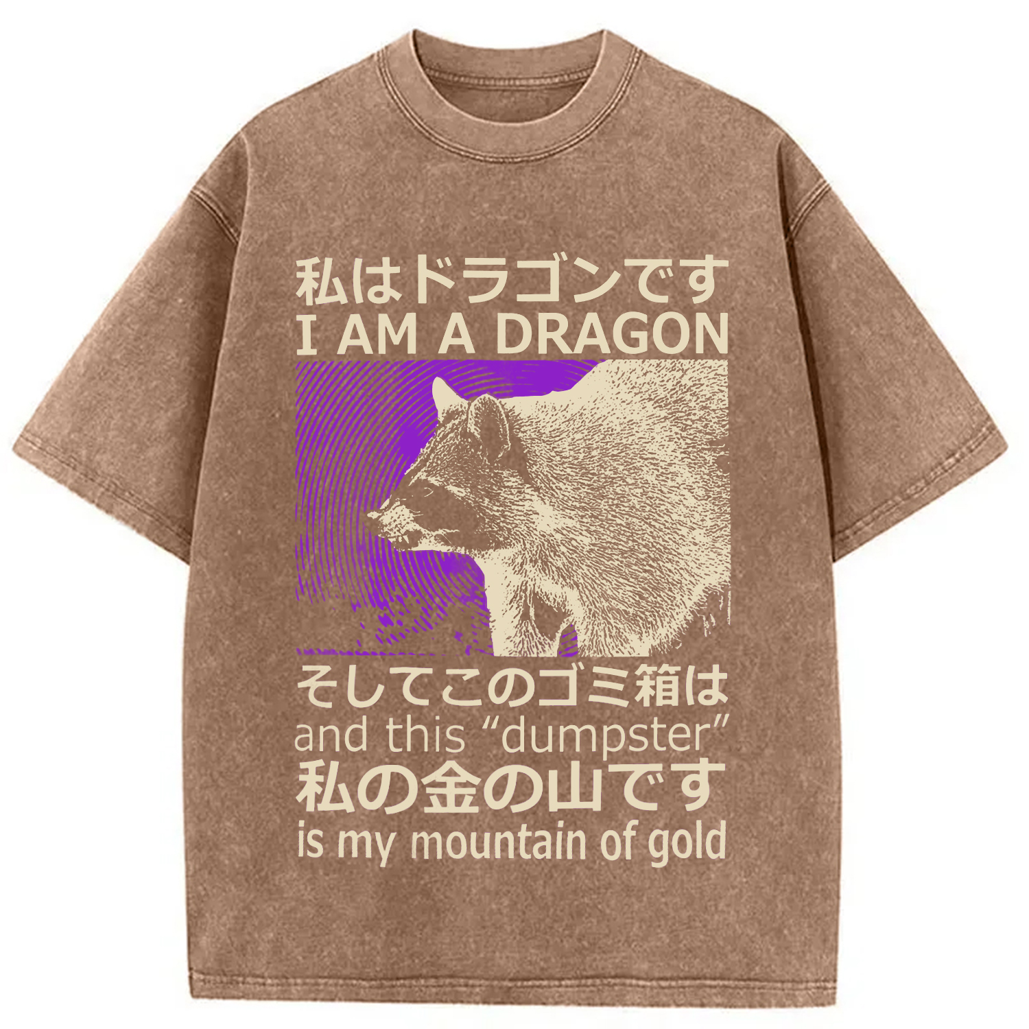 Modecanvas I Am A Dragon and this "Dumpster" is My Mountain of Gold DTG Printing Washed T-Shirt-modecanvas