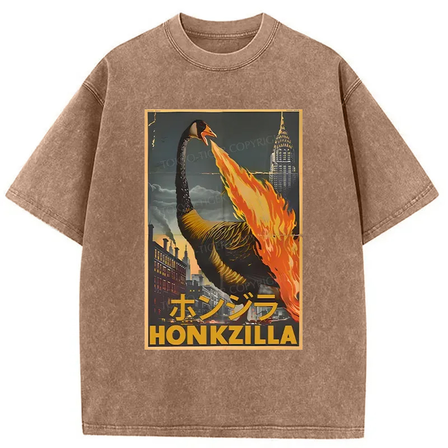 Modecanvas Funny Honkzilla Washed T-Shirt