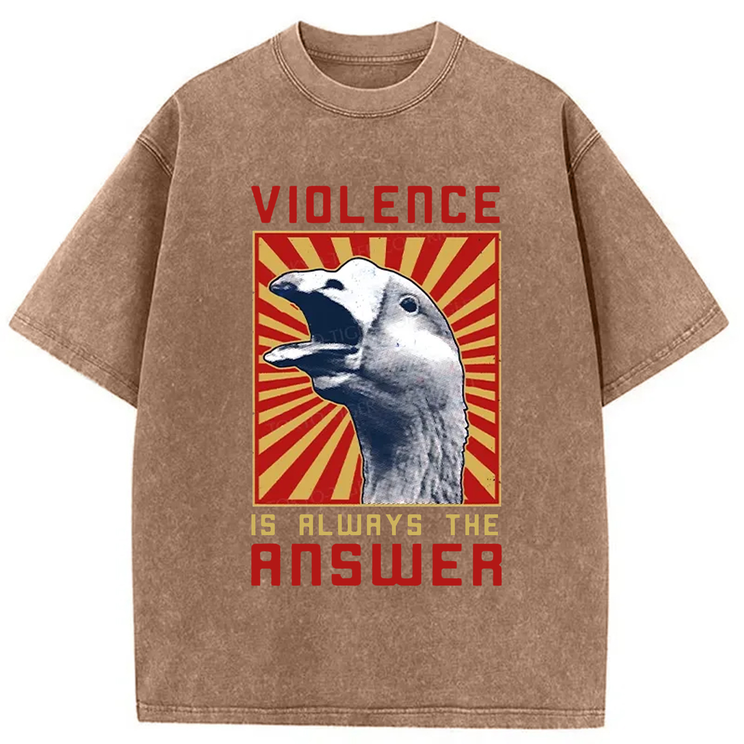 Modecanvas Violence Is Always The Answer Washed T-Shirt